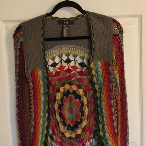 Forever 21 rainbow crocheted long sleeve cardigan